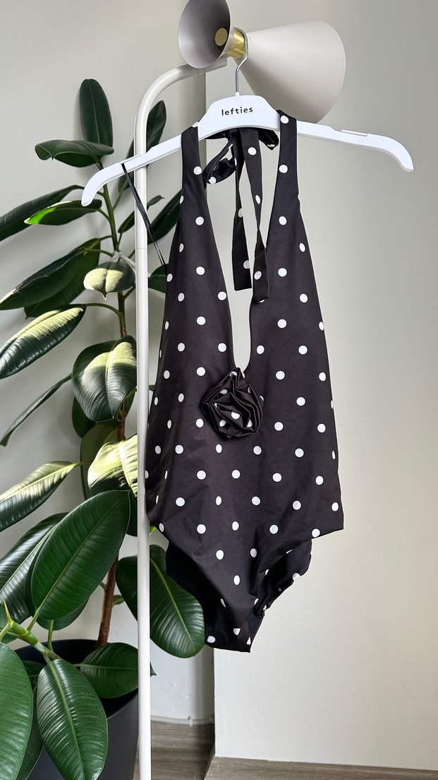 Puantiye Desenli Siyah Fitted Mayo - Görsel 3