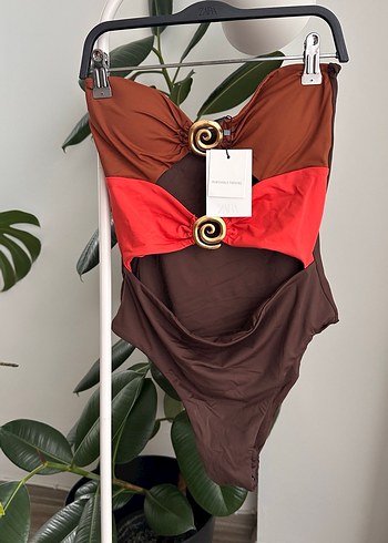 SPiRAL Parçalı Bandeau Mayo - Kahverengi - Görsel 3