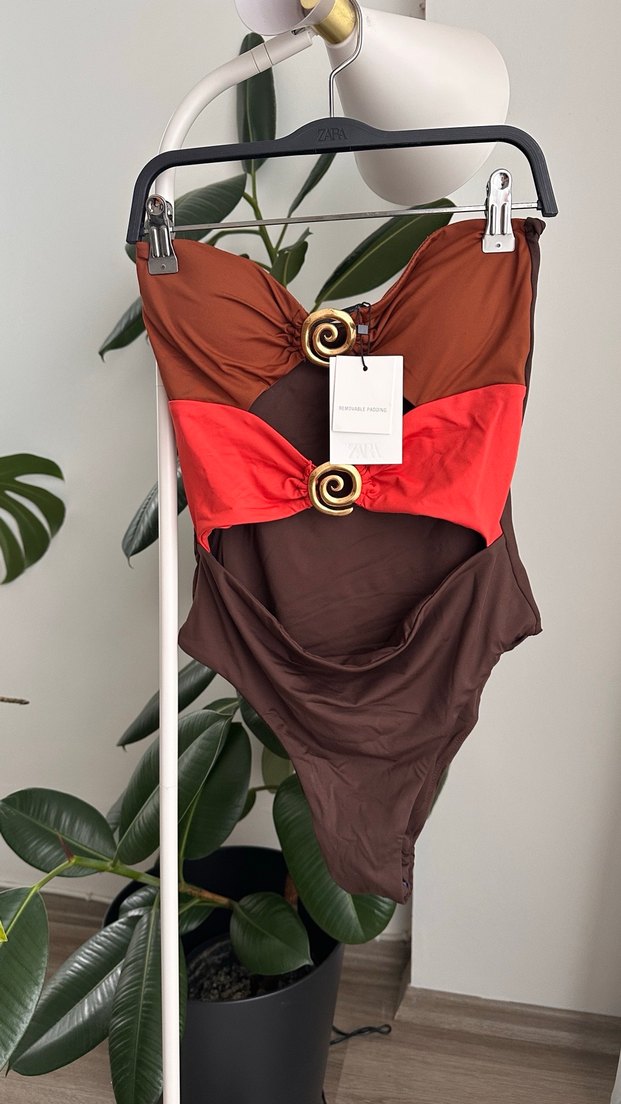 SPiRAL Parçalı Bandeau Mayo - Kahverengi - Görsel 3