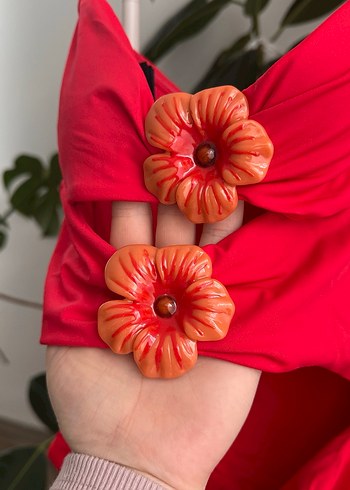 Çiçek Detaylı Kırmızı Bandeau Mayo - Görsel 6