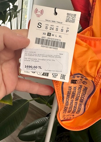 Turuncu Çiçek Desenli Mini Mayo - Görsel 6