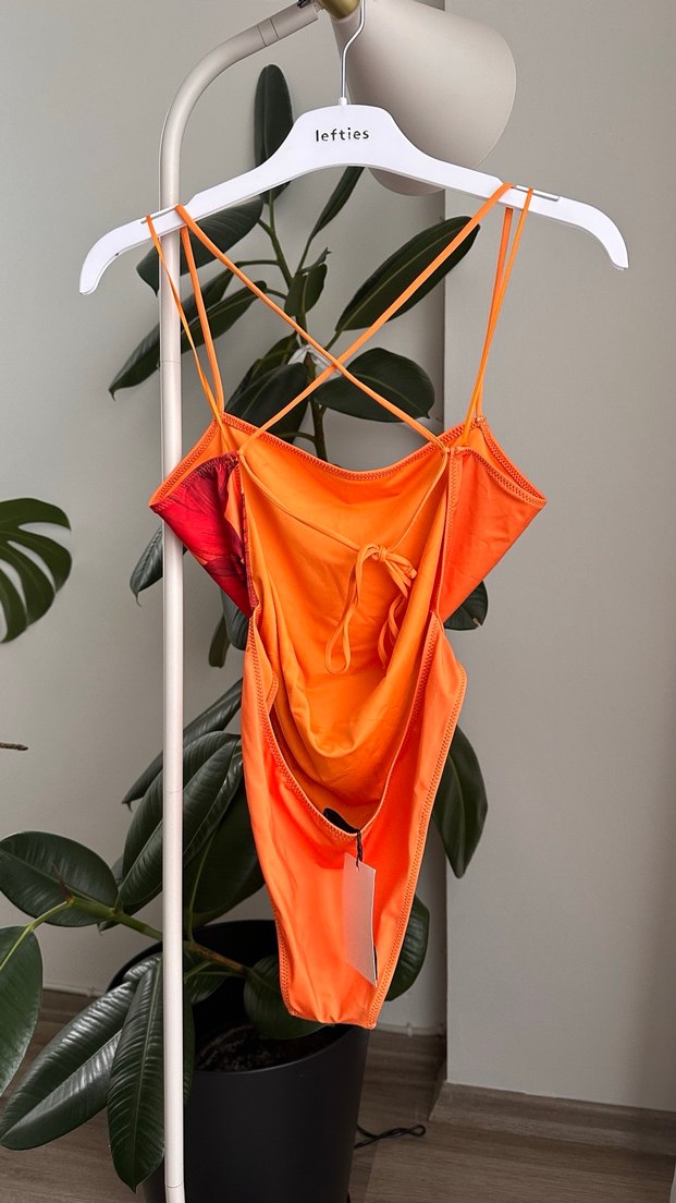 Turuncu Çiçek Desenli Mini Mayo - Görsel 5