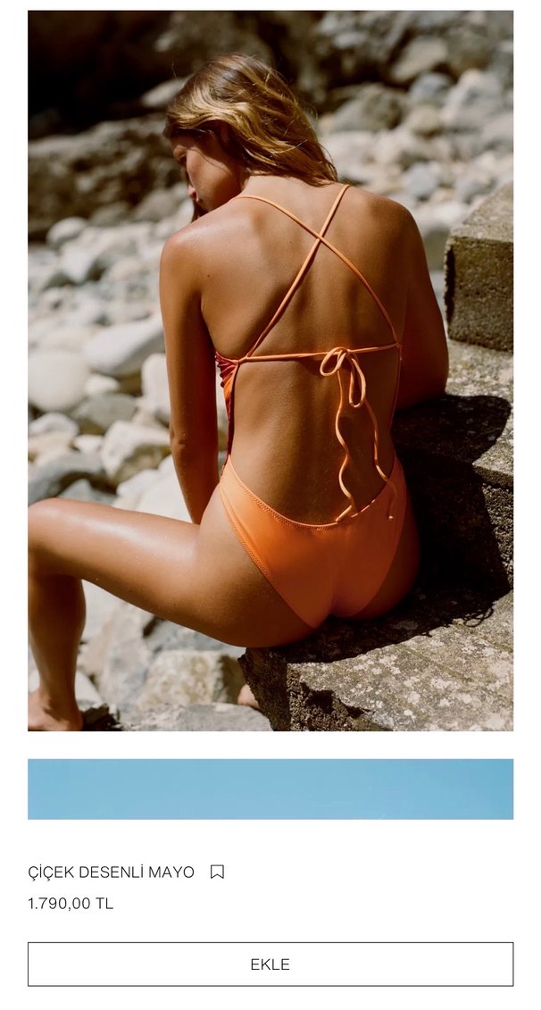 Turuncu Çiçek Desenli Mini Mayo - Görsel 2