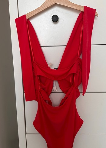 Kırmızı Drapeli Mini Kadın Mayo - Görsel 4