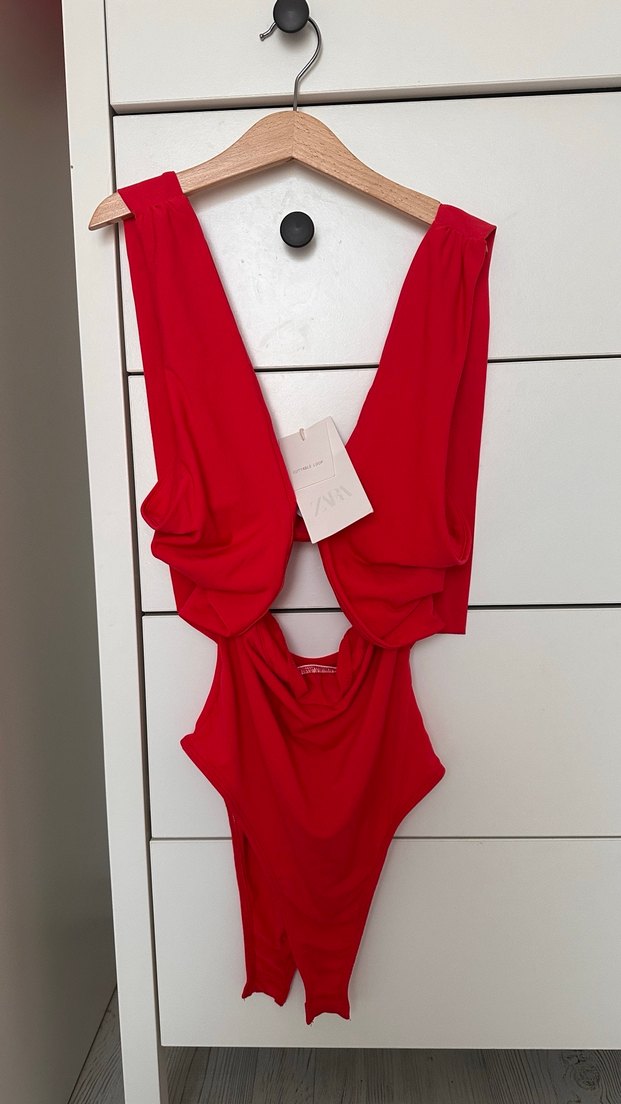 Kırmızı Drapeli Mini Kadın Mayo - Görsel 3