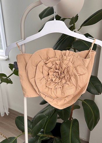 Fırfırlı Straplez Mini Keten Bustiyer - Görsel 3