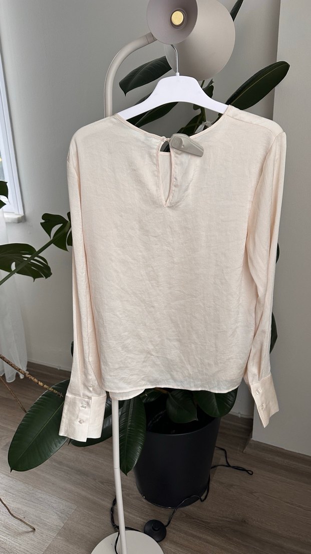 Bej Midi Kadın Ofis Bluzu - Görsel 5