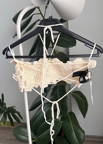 Dantel Detaylı Straplez Bohem Mini Büstiyer - Görsel 5