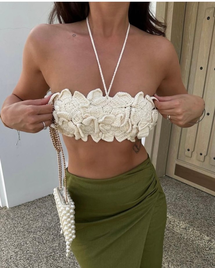 Dantel Detaylı Straplez Bohem Mini Büstiyer - Görsel 3