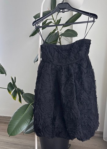 Siyah Straplez Mini Elbise - Görsel 4