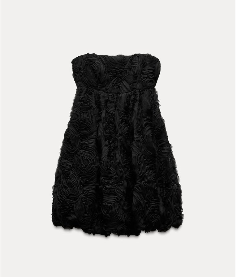 Siyah Straplez Mini Elbise - Görsel 3