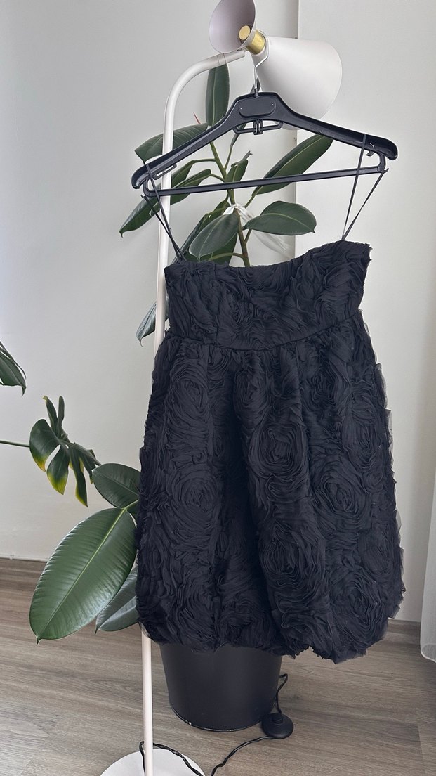 Siyah Straplez Mini Elbise - Görsel 4