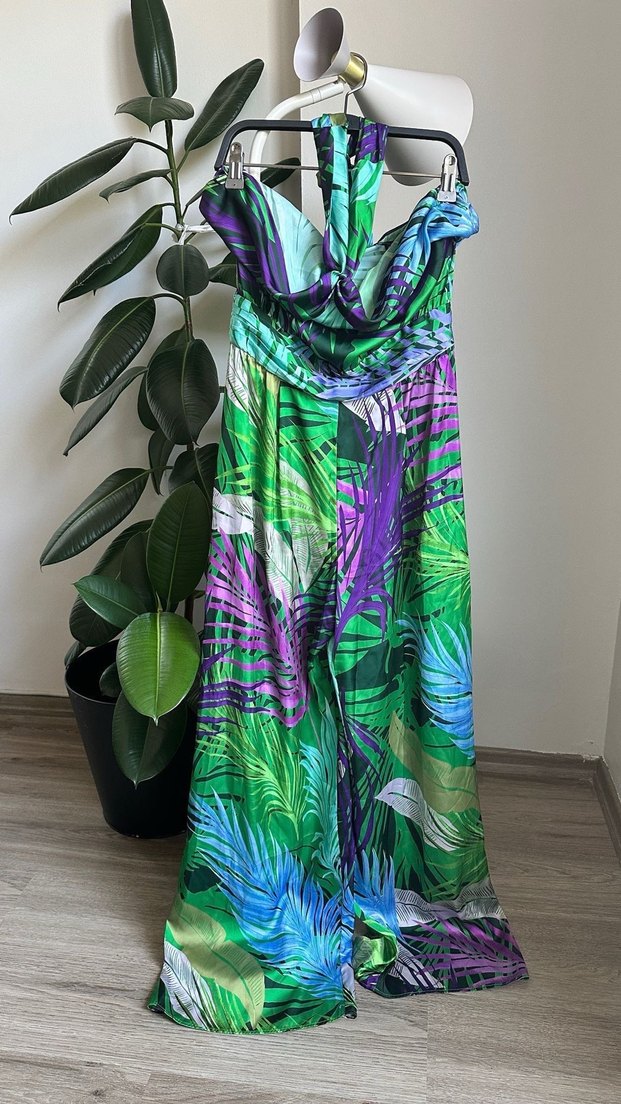 Zara Kadın Yeşil Tropik Desenli Uzun Tulum - Görsel 4