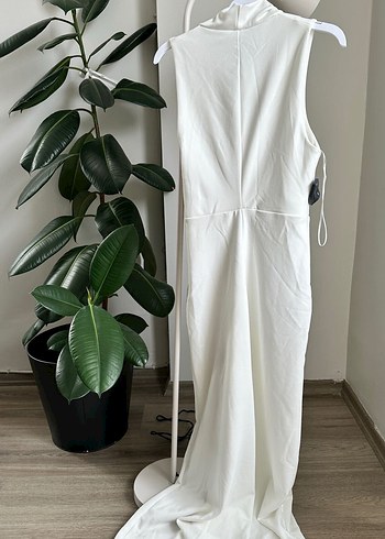 Kadın Beyaz Uzun Kollu V Yakalı Tulum - Görsel 3