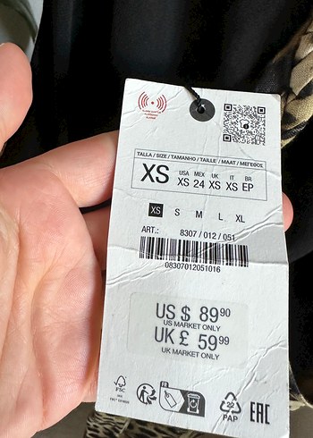 xs Beden Zara elbise
