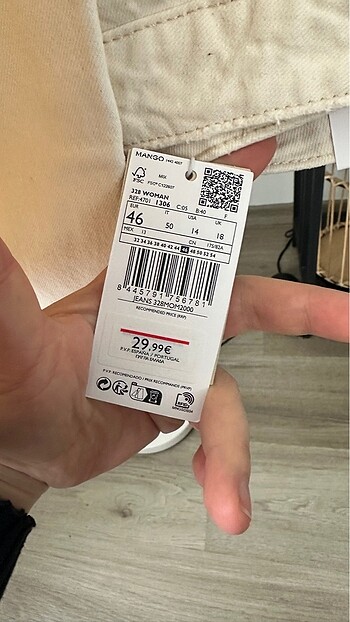 46 Beden beyaz Renk Mango pantolon