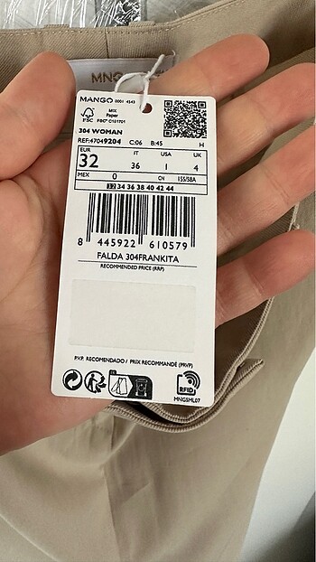 32 Beden ten rengi Renk Mango etek