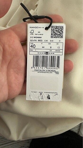 l Beden ten rengi Renk Mango pantolon