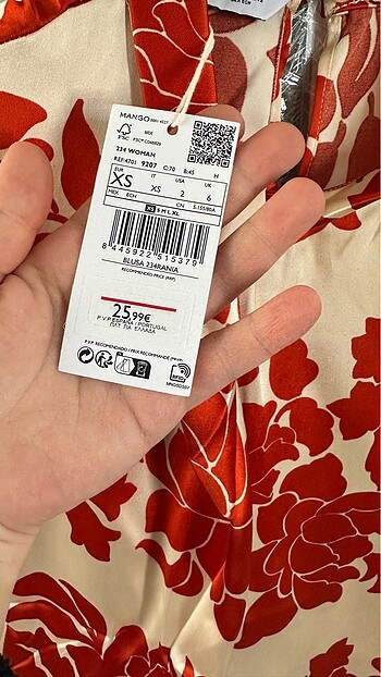 xs Beden kırmızı Renk Mango bluz