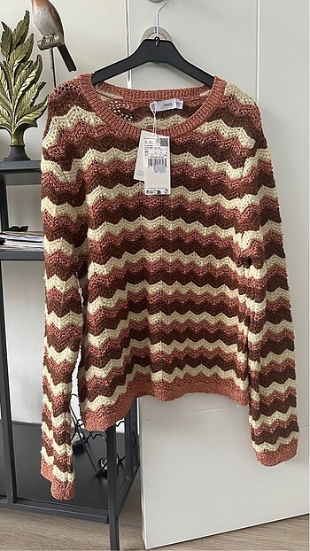 xl Beden kahverengi Renk Mango kazak