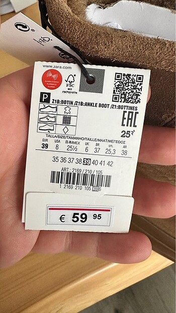 39 Beden kahverengi Renk Zara Ugg bot