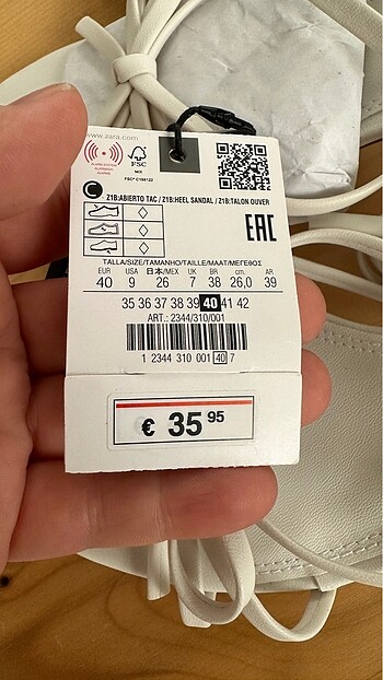40 Beden beyaz Renk Zara topuklu sandalet