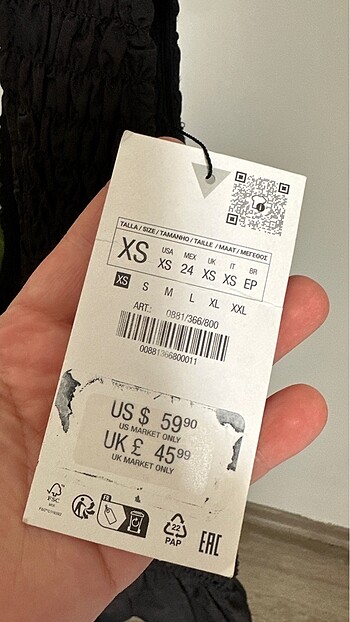 xs Beden Zara elbise