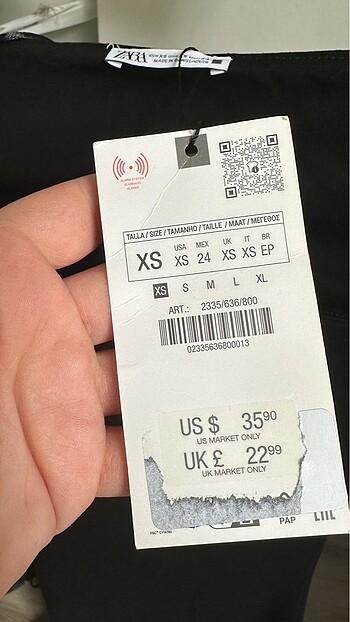 xs Beden Zara elbise
