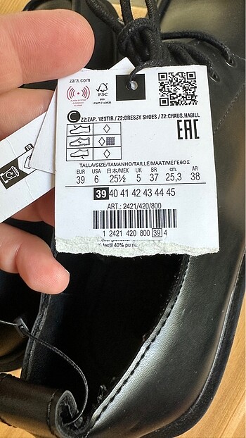 39 Beden siyah Renk Zara klasik ayakkabı