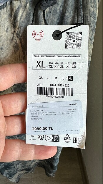 xl Beden Zara pantolon