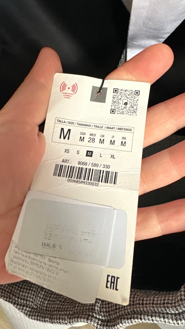 Zara Düğmeli Gri EkoseElbise - Görsel 4