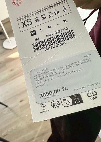 xs Beden Zara Saten Uzun Tulum, Askılı ve Salaş
