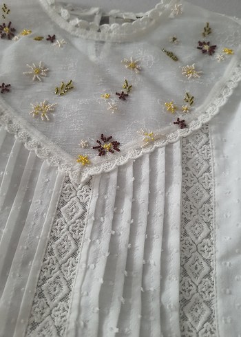 Beyaz Nakışlı işlemeli  Kadın Bluz - Görsel 7