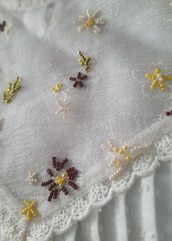 Beyaz Nakışlı işlemeli  Kadın Bluz - Görsel 12