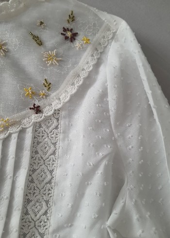 Beyaz Nakışlı işlemeli  Kadın Bluz - Görsel 8