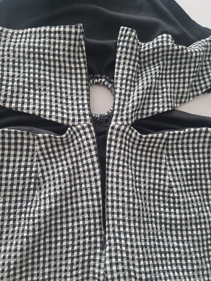 Pötikareli boyundan bağlamalı Midi Elbise - Görsel 4