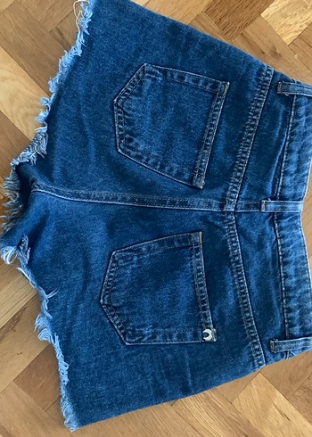 Düğmeli Mini Mavi Kadın Kot Şort - Görsel 2