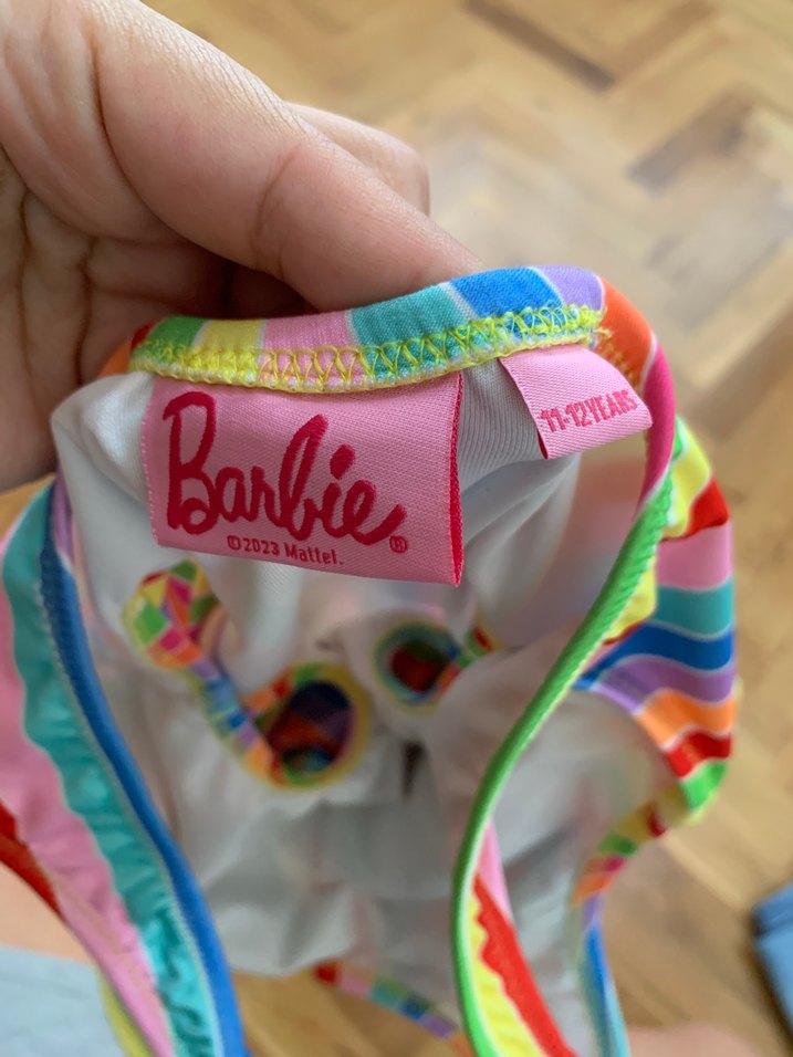 Renkli Barbie Desenli Kız Mayo - Görsel 3