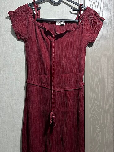 Bordo sexy yırtmaç detaylı elbise - Görsel 4