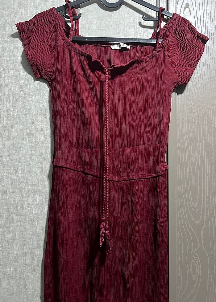 Bordo sexy yırtmaç detaylı elbise - Görsel 4