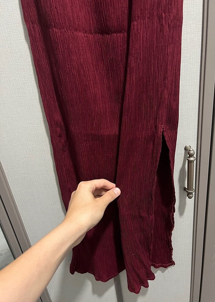 Bordo sexy yırtmaç detaylı elbise - Görsel 5