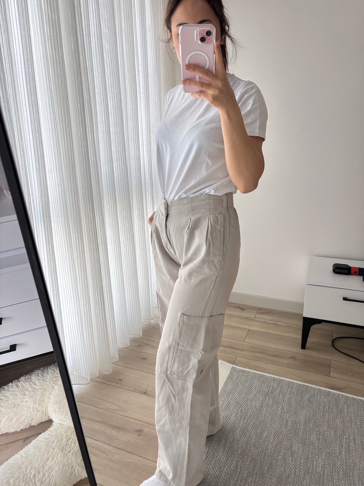 Bej kot Rahat Kesim Kadın Pantolon - Görsel 2