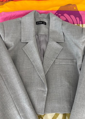 Gri Kadın Crop Blazer - Görsel 4