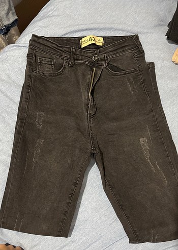 Kadın siyah Denim Fermuarlı Jean - Görsel 2