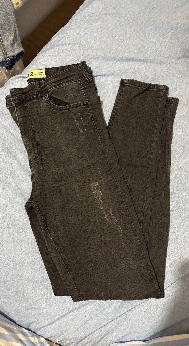 Kadın siyah Denim Fermuarlı Jean - Görsel 3