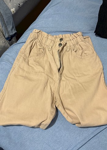 Bej Keten Rahat Kesim Kadın Pantolon - Görsel 2