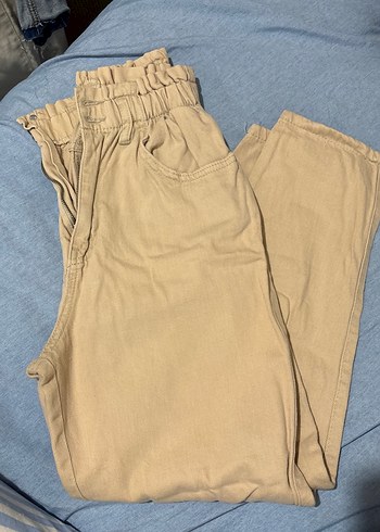 Bej Keten Rahat Kesim Kadın Pantolon - Görsel 3