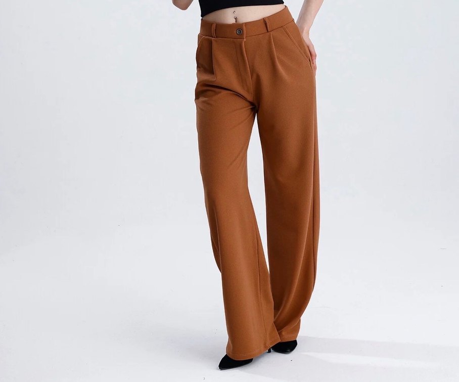 Kahve Regular Fit Kadın Kumaş Pantolon - Görsel 2