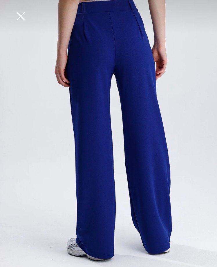 Parlak Lacivert Kadın Kumaş Pantolon - Görsel 2