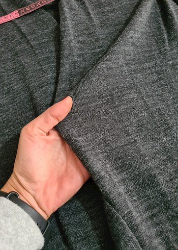 universal Beden gri Renk Uzun Gri Örgü Kadın Hırka V Yaka